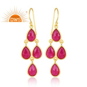 Bijou pendant pour femme, boucle d'oreille en argent Sterling 925, plaqué or 18k, pierre précieuse Aventurine rouge naturelle, fabrication de bijoux, livraison gratuite - Product Image 4