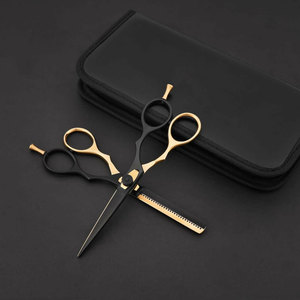 Ensemble de ciseaux de coiffure et de démêlage, lames en acier inoxydable, pour droitiers, 28 dents, manches courts/moyens/longs - Product Image 4