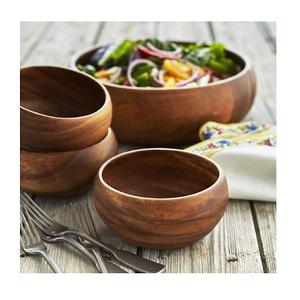 Juego de 4 cuencos de madera de color marrón para servir, cuenco de Calidad exclusiva para servir alimentos de forma redonda para proveedor mayorista - Product Image 4