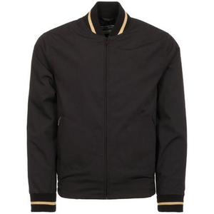 Letterman Winter Satin Bomber <b>Jacket</b> with Stripe Fleece Lining & Windproof - Product Image 1