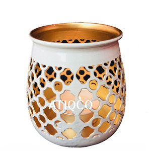 New Style Dubai White Gold Iron Votive Latest & Standard Metal Candle Holder Stylish & Modern Iron <b>Tealight</b> Stand Best Selling - Product Image 2