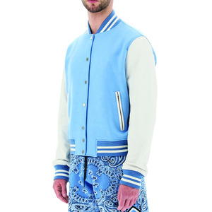 Varsity เสื้อแจ็กเก็ตเบสบอลสำหรับผู้ชาย,เสื้อแจ็กเก็ตแฟชั่นทันสมัยทำจากหนังผ้าวูล - Product Image 2