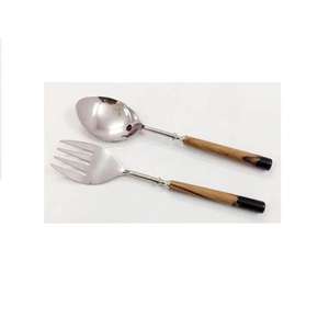 Inoxydable avec poignée en bois Acier inoxydable Bonne qualité Serveur à salade ou cuillères à salade cuisine vaisselle kit d'outils de service alimentaire - Product Image 2