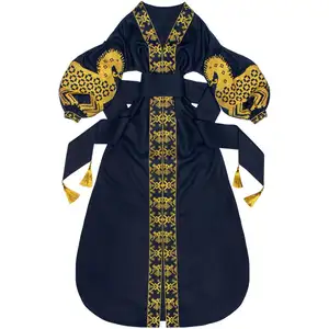 Latest design embroidery long women dresses hand-made golden embroidery Ukrainian dresses