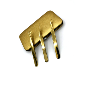 Pinzas de extensión de pestañas con la mejor calidad Pinzas de pestañas doradas de tendencia superior en cantidad a granel - Product Image 1