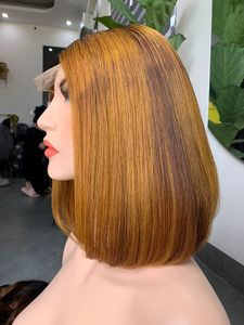 <b>Bob</b> 10-inch Vietnamese Human Hair for Lace Transparent Extension Straight High Density Customize Colors <b>Wig</b> - Product Image 1