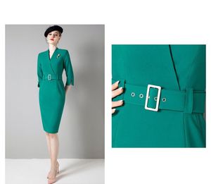 ชุดเดรสผู้หญิงไซส์ใหญ่พิเศษยาว3ส่วนคอลเลกชั่นใหม่สำหรับสาวออฟฟิศทันสมัย - Product Image 3