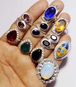 925 Sterling Silver Vintage Gemstone <b>Ring</b> with Bezel Setting Rhodium Plated <b>Indian</b> Wedding Design - Product Image 3