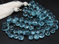 Nouvel Arrivage Bracelet en perles de verre micro-facettées en forme de goutte d'eau, couleur bleu aqua, 8 pouces, pierres en vrac 7x10-8x10 MM environ
