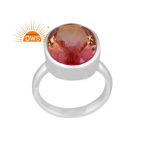 Bague en argent sterling fin fait à la main de créateur naturel bio rose doublet quartz pierres précieuses empilables fabricant de bijoux - Product Image 1