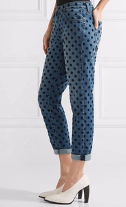 Pantalon en Denim floqué pour femmes, noir, bleu, à la mode - Product Image 2