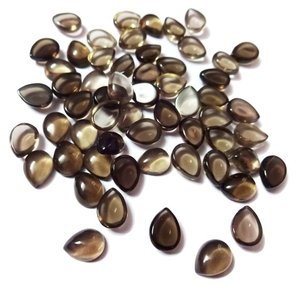 Cabochon de poire lisse en pierre de quartz fumé naturel de 8mm 10mm calibré en vrac pour la fabrication de bijoux du fabricant en ligne - Product Image 1