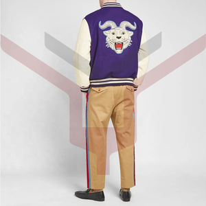 2022 chaqueta de béisbol de lana de algodón personalizada para hombre al por mayor chaqueta de cuero calefactable Varsity con capucha en blanco Letterman - Product Image 4