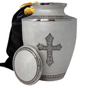 Croix d'argent fait à la main en aluminium crémation urne fabricant indien urne funéraire pour les cendres humaines fournitures de service commémoratif - Product Image 3