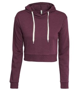 Sudadera corta con forro polar para mujer, Top corto con capucha y hombros al descubierto - Product Image 1
