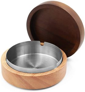king International Manufacturer Round Ashtray 430 Stainless Steel <b>Cigarette</b> Ash Tray Windproof Ashtray with Lid Desktop - Product Image 1