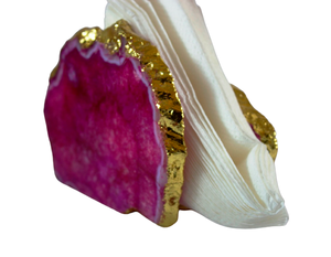 Logo personnalisé Agate rose naturelle porte-serviettes en métal Inserts décoratifs de table - Product Image 2