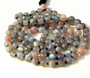 Perles Mala en pierres précieuses nouées de qualité supérieure 108 collier Mala collier de bijoux en pierres précieuses artisanales - Product Image 1