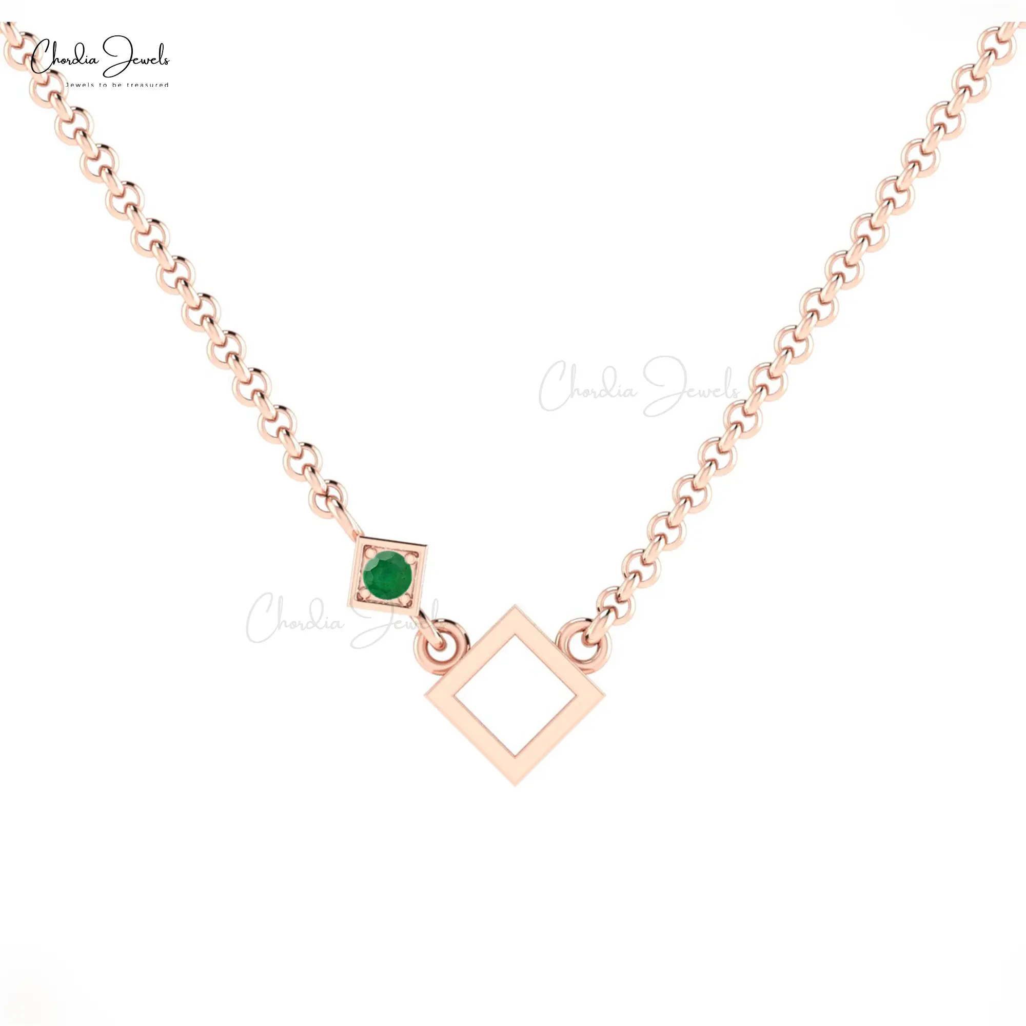 Colar com pedra preciosa de aniversário, colar verde esmeralda 2.5mm redondo, colar de pedra preciosa 14k, colar geométrico de ouro sólido da índia