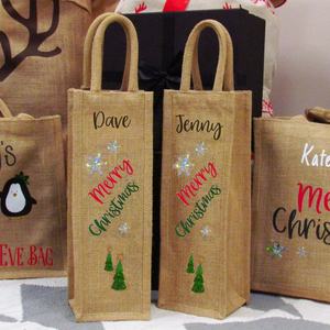 High Quality <b>Jute</b> 2 Bottle Wine Shopping <b>Bags</b> Premium <b>Gift</b> <b>Bags</b> - Product Image 2