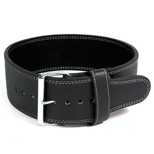 Cinturón de cuero genuino para levantamiento de pesas para hombre y mujer, cinturón de soporte de espalda para gimnasio, levantamiento de pesas, color negro - Product Image 1