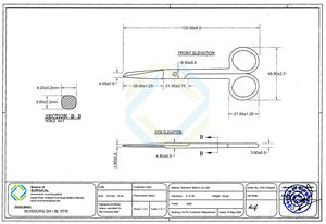Ciseaux chirurgicaux professionnels en acier inoxydable Sh-Bl Str pour pansements, manuels, Source Chirurgicale SOS-060, instruments de classe certifiée CE - Product Image 3