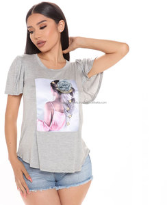 เสื้อยืดผ้าฝ้ายพรีเมียมสำหรับผู้หญิงแบรนด์ส่วนตัว แฟชั่นไซส์พลัส โรงงานผลิตเสื้อผ้า ป้ายทอแบบกำหนดเอง - Product Image 1