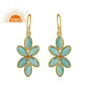 Pendientes colgantes para niñas chapados en oro de 14K de plata de ley de diseñador floral, fabricante de joyas, Colección clásica - Product Image 3