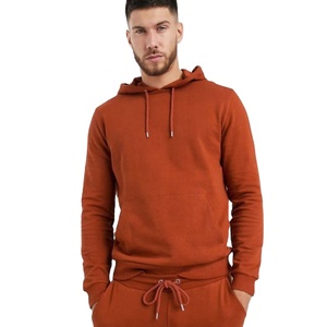 Sudadera con capucha naranja para hombre, conjunto de chándal personalizado con pantalones de chándal a juego, venta al por mayor - Product Image 3