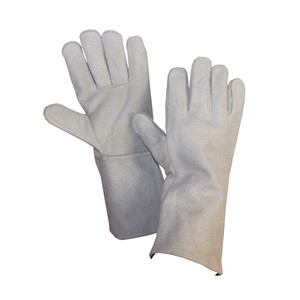 Guantes de trabajo de cuero de vaca de grado AB personalizados de alta calidad Diseño de seguridad en la espalda de una pieza para protección de manos y brazos - Product Image 1