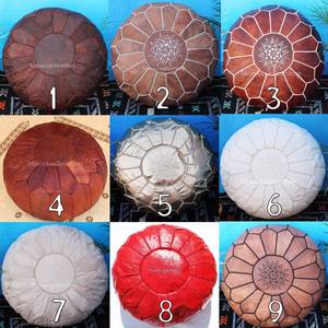 Premium Leather <b>Poufs</b>, Handmade Ottoman Moroccan <b>Pouf</b>, Luxury Floor <b>Poufs</b>, - Product Image 1