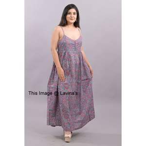 Top de Fiesta de Verano para Mujer, Estampado a Mano Indio, 100% Algodón, Largo hasta el Suelo, Holgado, Floral, Estilo Bohemio, Formal, Lavable, Tejido Natural - Product Image 3