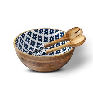 Bol en bois pour la cuisine | Bol à salade en bois imprimé - Product Image 6