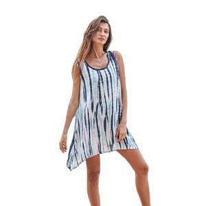 Vestido corto informal de gasa de rayón personalizado 100% para mujer al por mayor, ropa de resort tejida, modelo de decoración con patrón sexy, modelo de Bali, al por mayor - Product Image 1