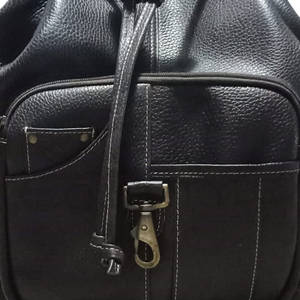 Genuine Leather <b>Backpack</b> Drawstring High Quality Premium Grain Leather <b>Backpack</b> Custom Design Large <b>Black</b> Leather <b>Backpack</b> <b>Women</b> - Product Image 4