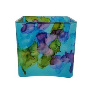 Wholesale Luxury <b>Decorative</b> Simple Multi-shade & Christmas purpose Marbleized Handmade <b>Decorative</b> Large Square Candle Glass <b>Jar</b> - Product Image 1