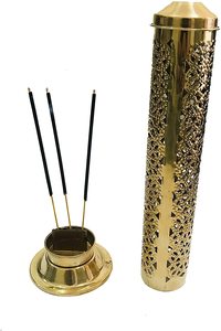 Quemador de fragancia de latón Popular portátil para varitas de incienso flores grabado hecho a mano diseño exclusivo Primavera Verano otoño - Product Image 6