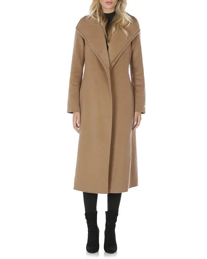 100% melhor qualidade Raw Respirável Personalizado Casaco Inverno Moda Quente V Pescoço Longo Casaco Marrom Chaquetas Trench Coat Mulheres