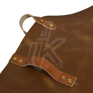 Delantal de Chef con correa de cuero en la espalda cruzada cómodo Unisex lona de algodón lavada a la moda para cocina y hornear para trabajo de herramientas - Product Image 6