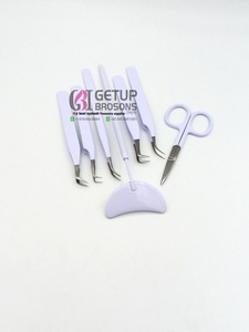 Nouveau style pince à épiler en acier inoxydable pour extension de cils ciseaux de revêtement en poudre blanche avec des outils de beauté à pointe argentée de style différent - Product Image 5