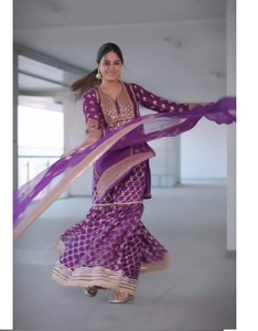 Mor Sharara elbise Tapeta codeing Dori ile Sequnce iş tam dikiş fantezi dantel <span class=keywords><strong>Net</strong></span> Dupatta dört tarafı dantel broder tarafından royalExport - Product Image 1