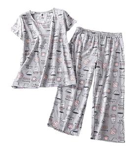 Ensemble pyjama d'été pour femmes, en Jersey de coton, nouvelle collection - Product Image 1