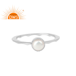 Blanc naturel Perle Gemme Empilable Bague Bijoux Fine 925 Martelé En Argent Sterling Couronne Fantaisie Bague Bijoux Fabrication - Product Image 1