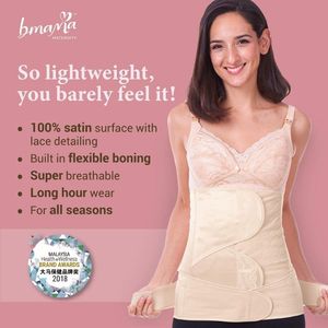 Top Pick 2-in-1 Woman's Belly Binder Pelvic Girdle Lightweight Breathable Satin Material Golden Lace Decorated Bra Quick Firm - Product Image 2