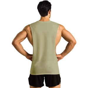 Camiseta sin mangas de entrenamiento de gimnasio de algodón 100% para hombre al por mayor, chaleco de tirantes de secado rápido, camiseta de Fitness, estampado personalizado, tejido bordado para - Product Image 6