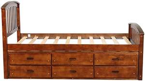 TRIHO Furniture American Standard High Quality Solid <b>Wood</b> Storage <b>Pine</b> <b>Wood</b> Wooden Bed With Drawers - Product Image 3