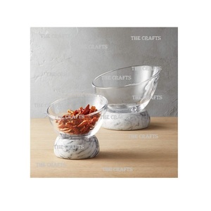 Tazón para Servir Ensaladas, Sopas y Frutas, Diseño Atractivo, Mármol Pulido, Ecológico, con Base de Madera, Calidad Superior a Buenos Precios - Product Image 5