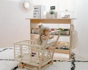 Poussette de bébé en rotin, chariot de courses en rotin pour enfant - Product Image 5