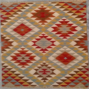 Vintage Kilim Hand Woven 80% <b>Wool</b> 20% Cotton Reversible Pet Friendly Indoor Outdoor Area Rug for Living Room Bedroom Floor - Product Image 1
