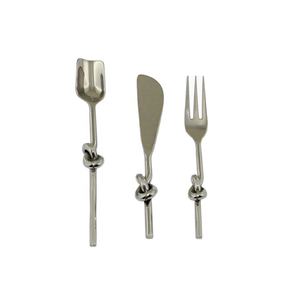 Ensemble d'épandeur de fromage mignon en acier inoxydable argenté, chauffe-buffet avec poignée à nœud central, ensemble de fromage avec poignée blanche - Product Image 1